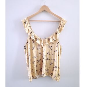 Reitmans | Yellow Floral Ruffle Neck Tank